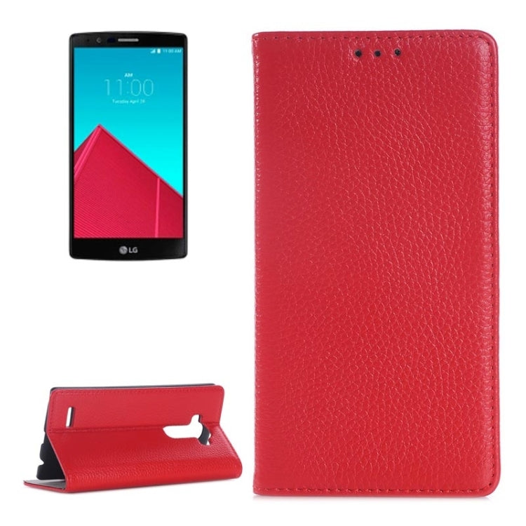 Litchi Texture Horizontal Flip Genuine Leather Case with Card Slots & Holder for LG G4