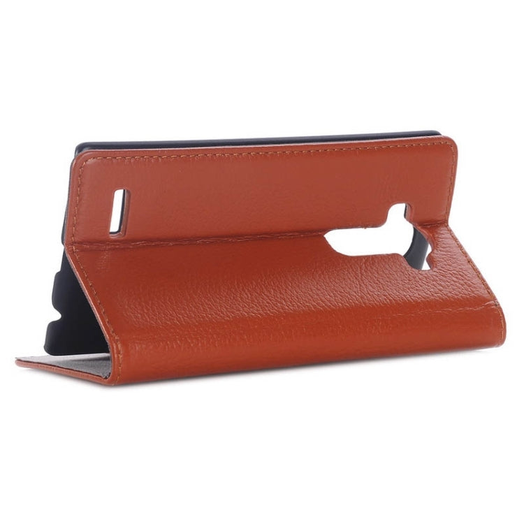 Litchi Texture Horizontal Flip Genuine Leather Case with Card Slots & Holder for LG G4