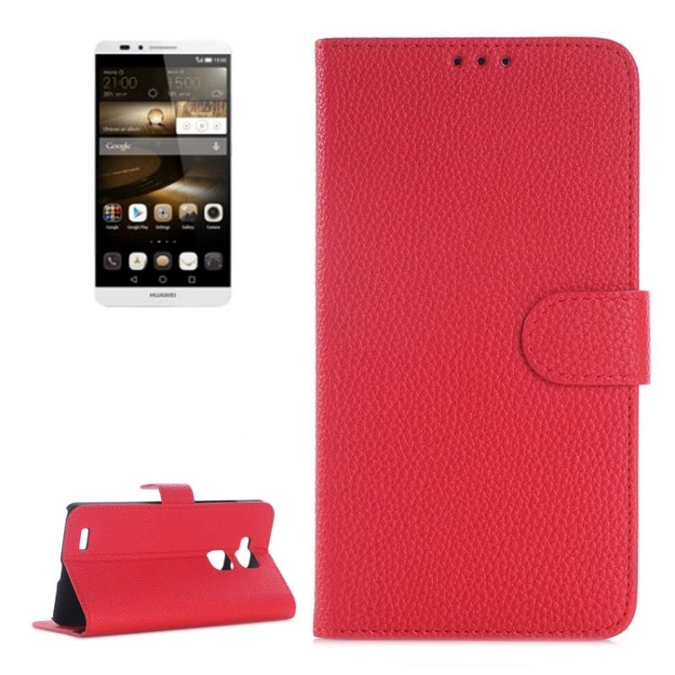 Litchi Texture Horizontal Flip Magnetic Buckle Leather Case with Card Slots & Wallet & Holder for Huawei Ascend Mate 7