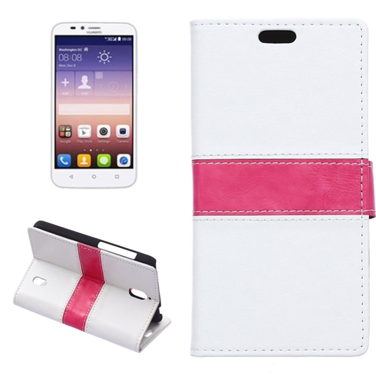 Horizontal Flip Color Matching Leather Case with Holder & Card Slots & Wallet for Huawei Y625