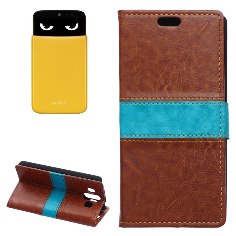 Crazy Horse Texture Horizontal Flip Color Matching Leather Case with Card Slots & Wallet & Holder for LG AKA