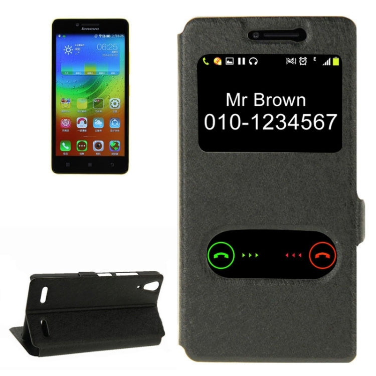 Horizontal Flip Leather Case with Holder & Caller ID Display & Unlock Window for Lenovo K3