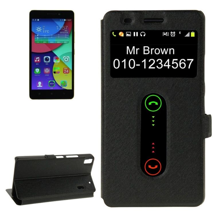 Horizontal Flip Leather Case with Holder & Caller ID Display Window & Unlock Window for Lenovo K3 Note