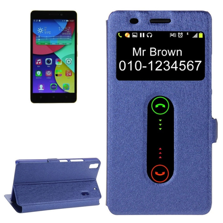Horizontal Flip Leather Case with Holder & Caller ID Display Window & Unlock Window for Lenovo K3 Note
