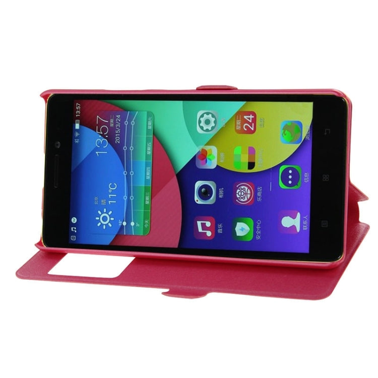 Horizontal Flip Leather Case with Holder & Caller ID Display Window & Unlock Window for Lenovo K3 Note