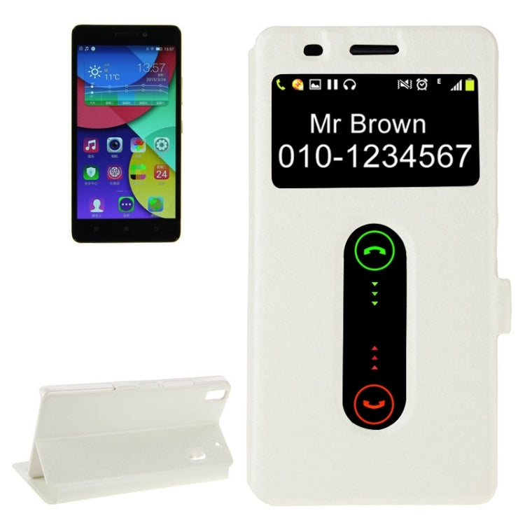 Horizontal Flip Leather Case with Holder & Caller ID Display Window & Unlock Window for Lenovo K3 Note