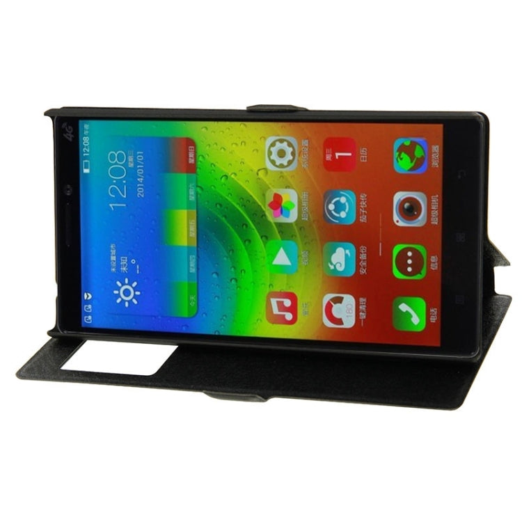 Horizontal Flip Leather Case with Holder & Caller ID Display Window & Unlock Window for Lenovo Vibe Z2