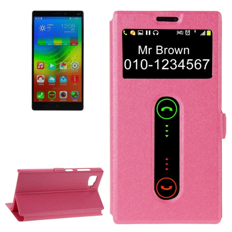 Horizontal Flip Leather Case with Holder & Caller ID Display Window & Unlock Window for Lenovo Vibe Z2