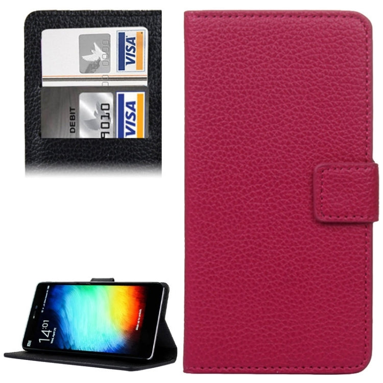 Litchi Texture Leather Case with Holder & Card Slots & Wallet for Xiaomi Mi 4i(Magenta)