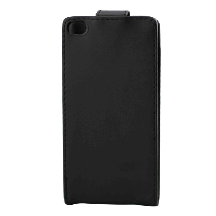 Vertical Flip Magnetic Button Leather Case for Huawei P8(Black)