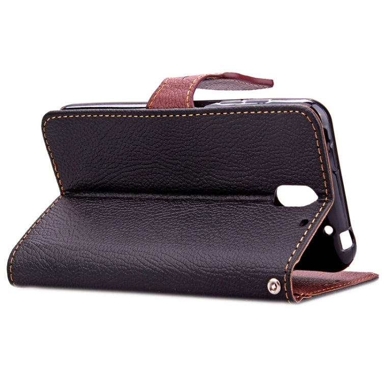 For HTC Desire 610 Leaf Magnetic Snap Litchi Texture Horizontal Flip Leather Case with Card Slots & Holder & Wallet & Lanyard