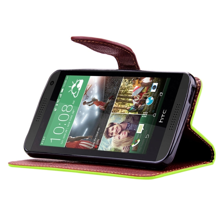 For HTC Desire 610 Leaf Magnetic Snap Litchi Texture Horizontal Flip Leather Case with Card Slots & Holder & Wallet & Lanyard