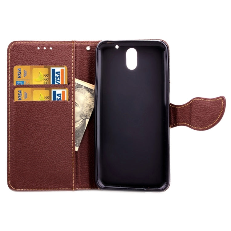 For HTC Desire 610 Leaf Magnetic Snap Litchi Texture Horizontal Flip Leather Case with Card Slots & Holder & Wallet & Lanyard