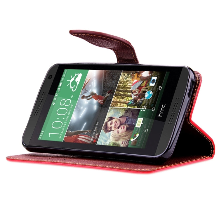 For HTC Desire 610 Leaf Magnetic Snap Litchi Texture Horizontal Flip Leather Case with Card Slots & Holder & Wallet & Lanyard