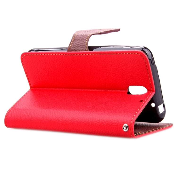 For HTC Desire 610 Leaf Magnetic Snap Litchi Texture Horizontal Flip Leather Case with Card Slots & Holder & Wallet & Lanyard