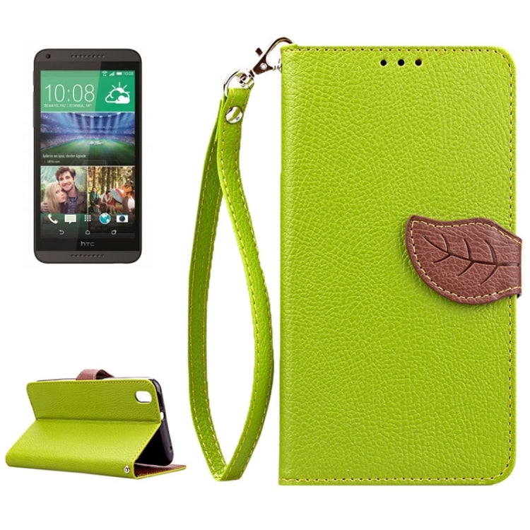 For HTC Desire 816 Leaf Magnetic Snap Litchi Texture Horizontal Flip Leather Case with Card Slots & Holder & Wallet & Lanyard