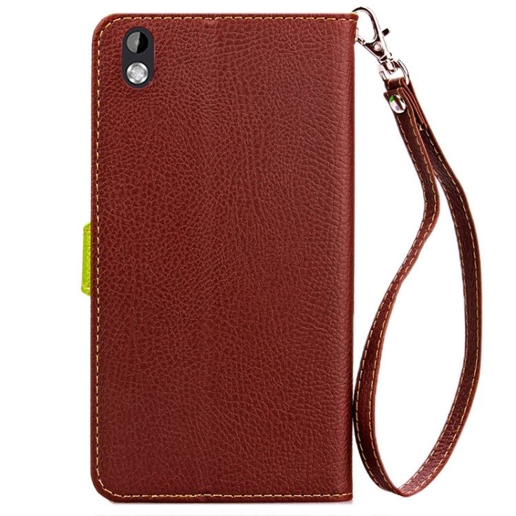For HTC Desire 816 Leaf Magnetic Snap Litchi Texture Horizontal Flip Leather Case with Card Slots & Holder & Wallet & Lanyard