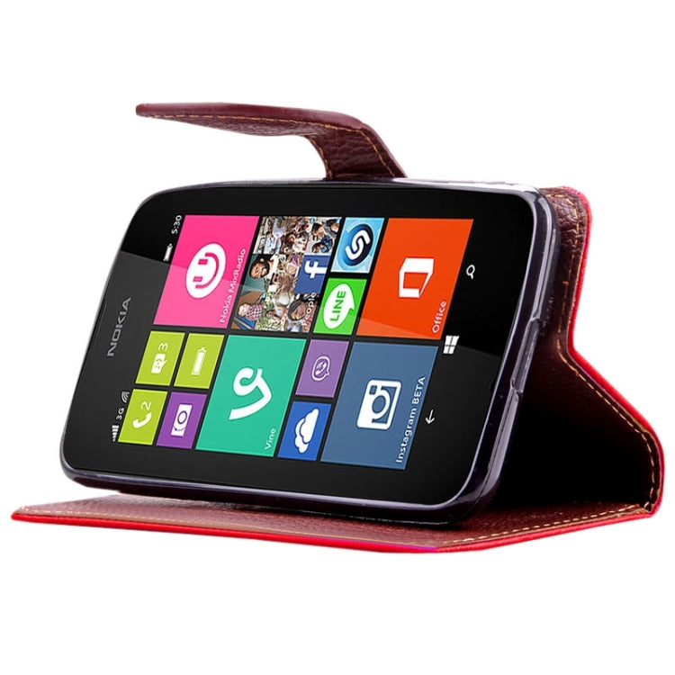 Leaf Magnetic Snap Litchi Texture Horizontal Flip Leather Case with Card Slots & Holder & Wallet & Lanyard for Nokia Lumia 530