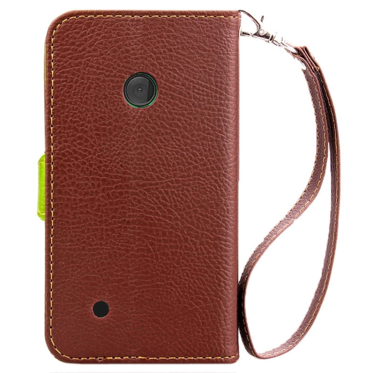 Leaf Magnetic Snap Litchi Texture Horizontal Flip Leather Case with Card Slots & Holder & Wallet & Lanyard for Nokia Lumia 530