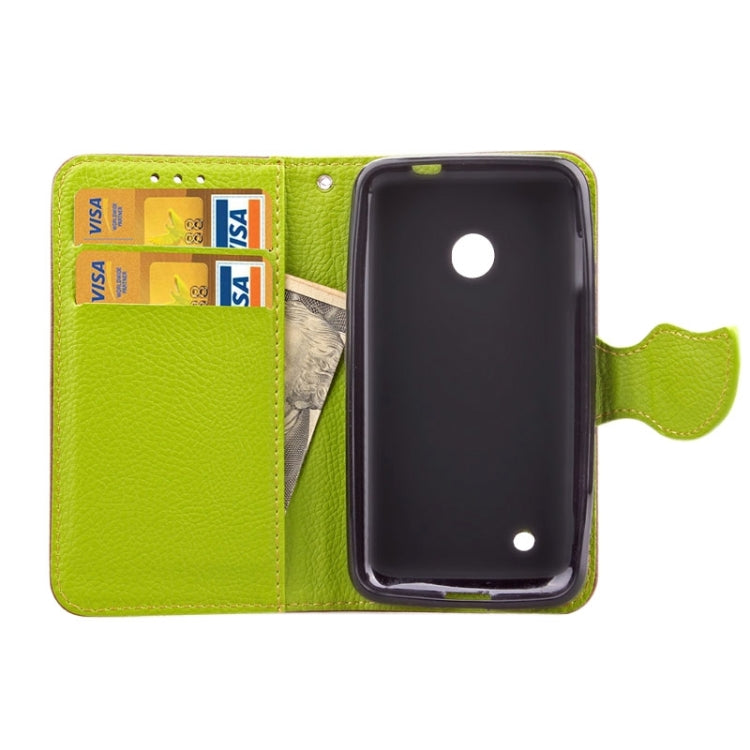 Leaf Magnetic Snap Litchi Texture Horizontal Flip Leather Case with Card Slots & Holder & Wallet & Lanyard for Nokia Lumia 530
