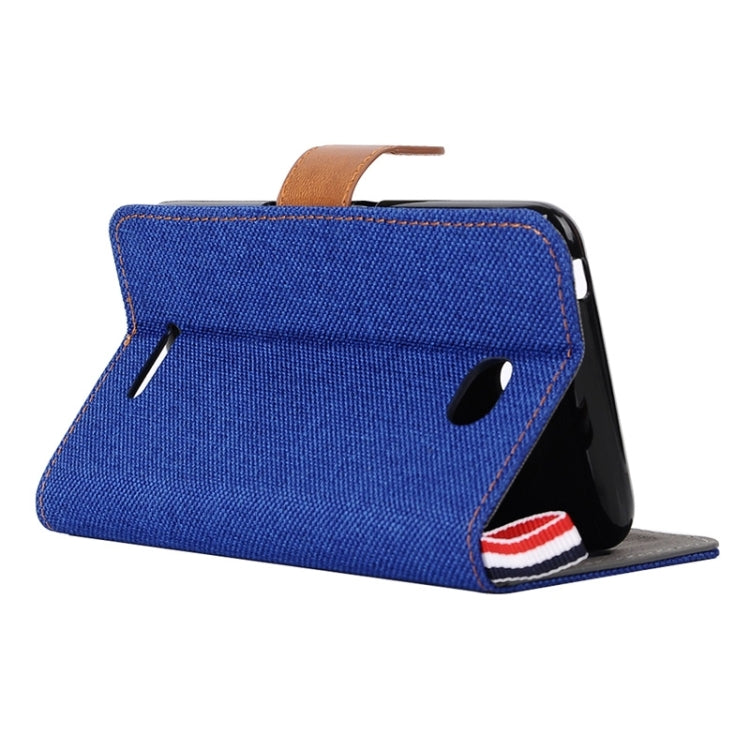 Denim Texture Leather Case with Card Slots & Holder & Lanyard for Sony Xperia E4