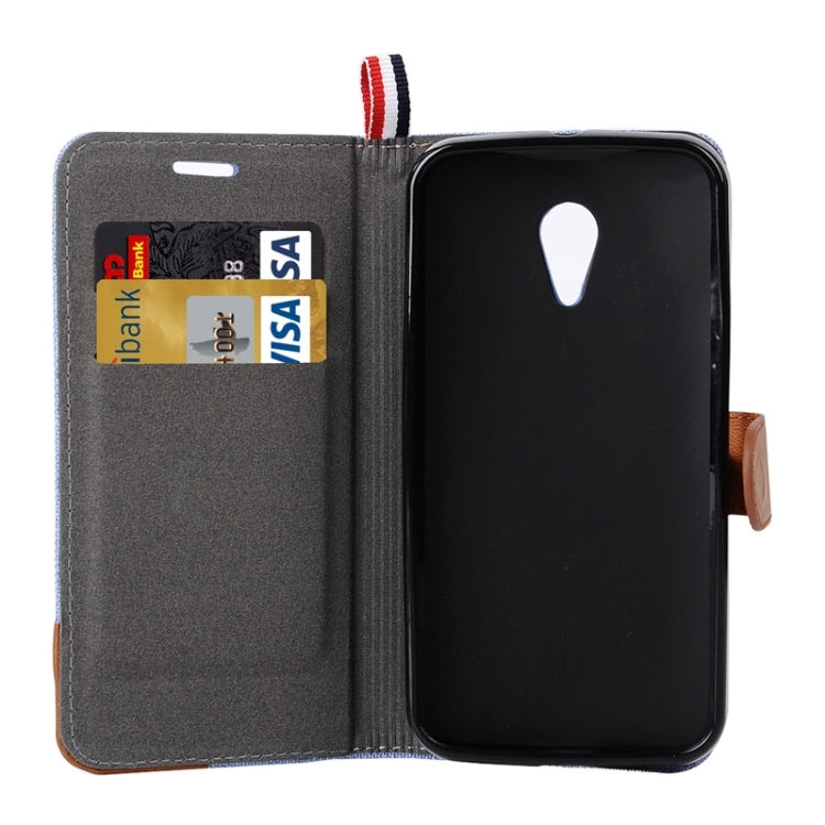 Denim Texture Leather Case with Card Slots & Holder & Lanyard for Moto G(2nd Gen.)