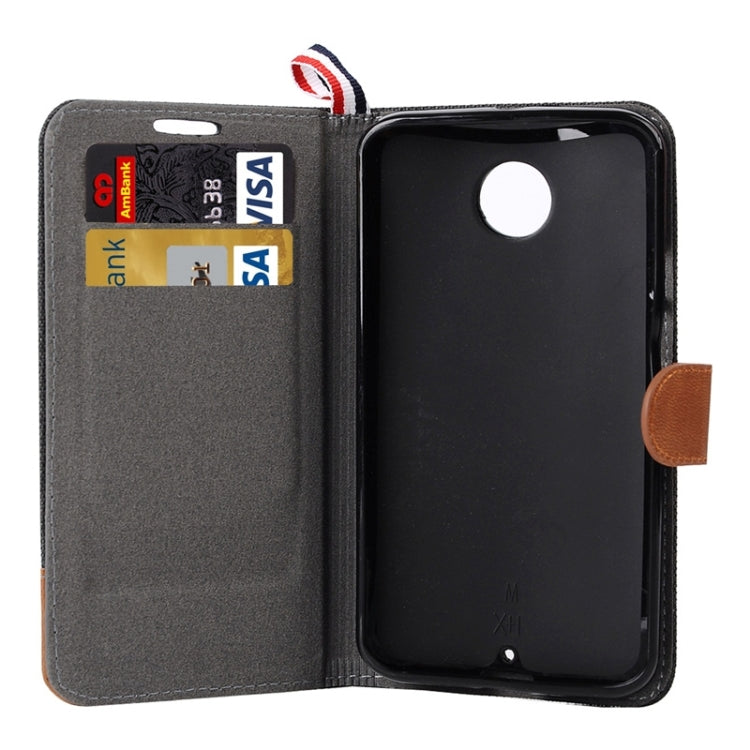 Denim Texture Leather Case with Card Slots & Holder & Lanyard for Moto X(2nd Gen.)