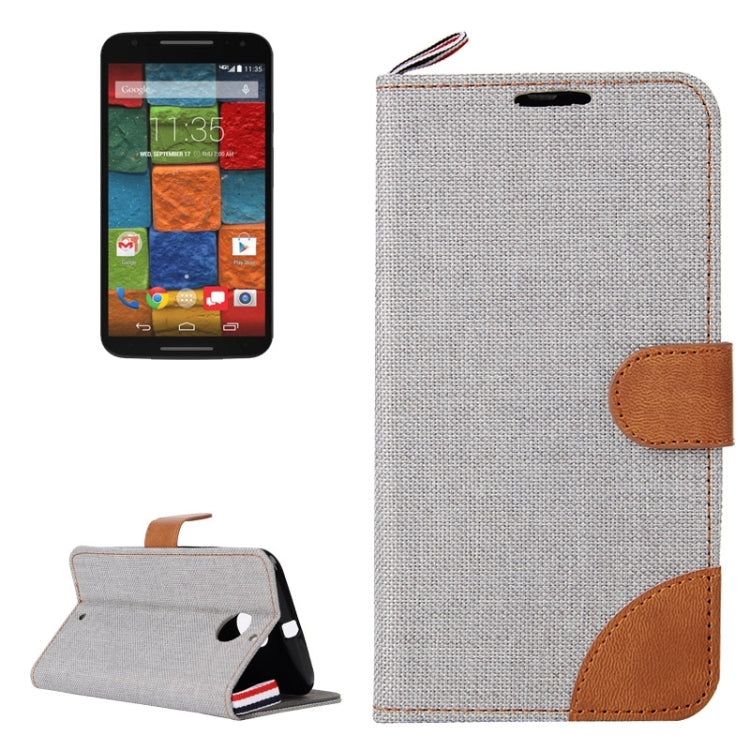 Denim Texture Leather Case with Card Slots & Holder & Lanyard for Moto X(2nd Gen.)