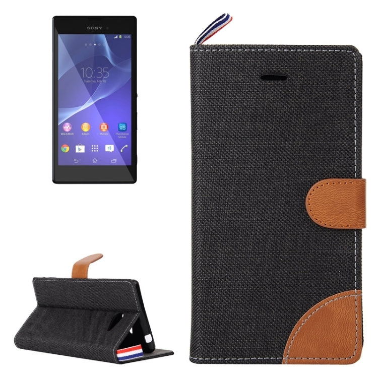 Denim Texture Leather Case with Card Slots & Holder & Lanyard for Sony Xperia M2 / S50h