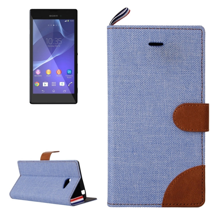 Denim Texture Leather Case with Card Slots & Holder & Lanyard for Sony Xperia M2 / S50h
