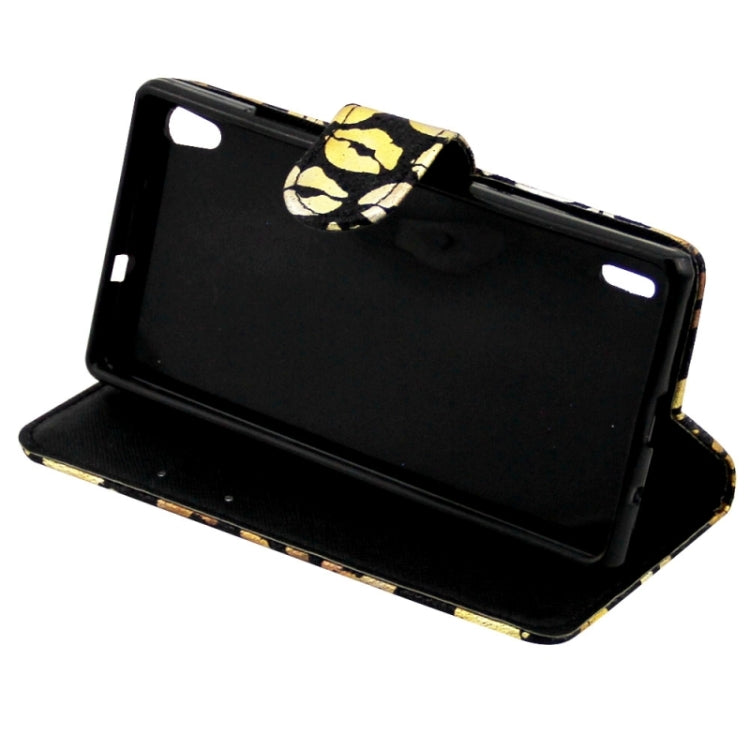 Lips Pattern Leather Case with Holder & Card Slots & Wallet for Huawei Ascend P7