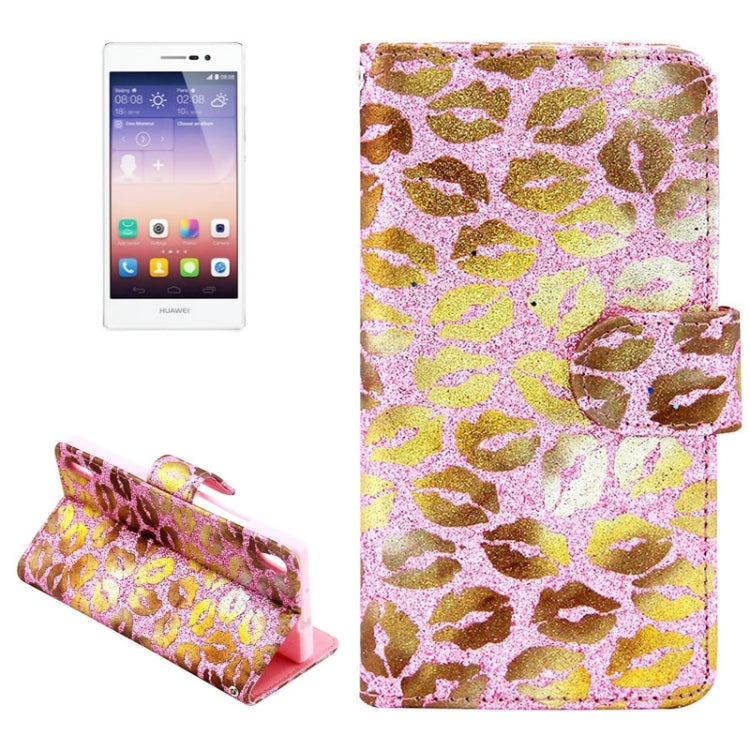 Lips Pattern Leather Case with Holder & Card Slots & Wallet for Huawei Ascend P7