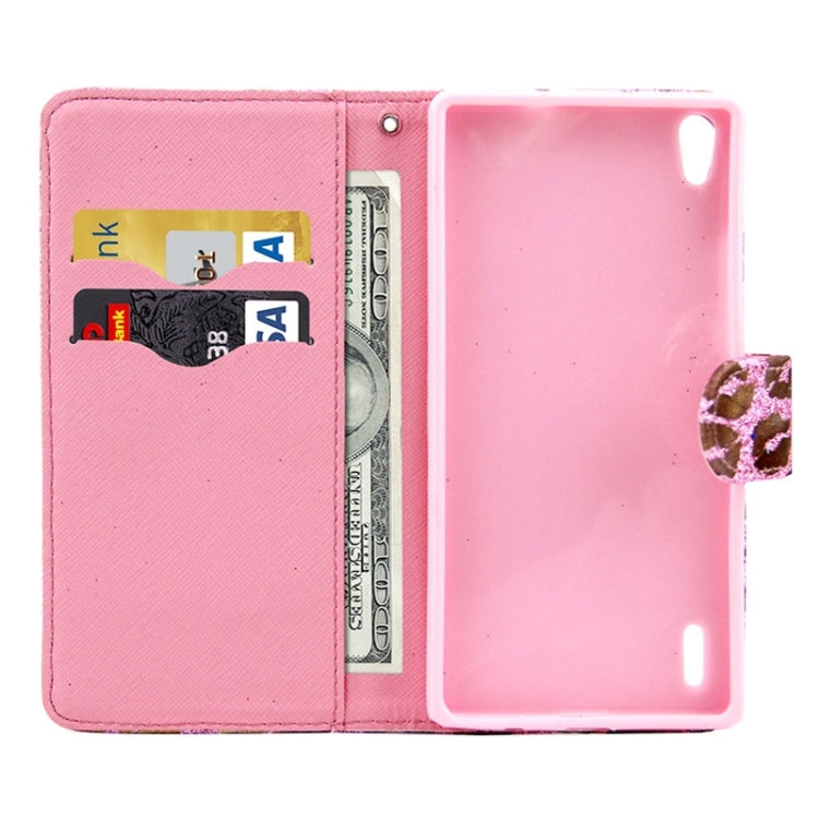 Lips Pattern Leather Case with Holder & Card Slots & Wallet for Huawei Ascend P7