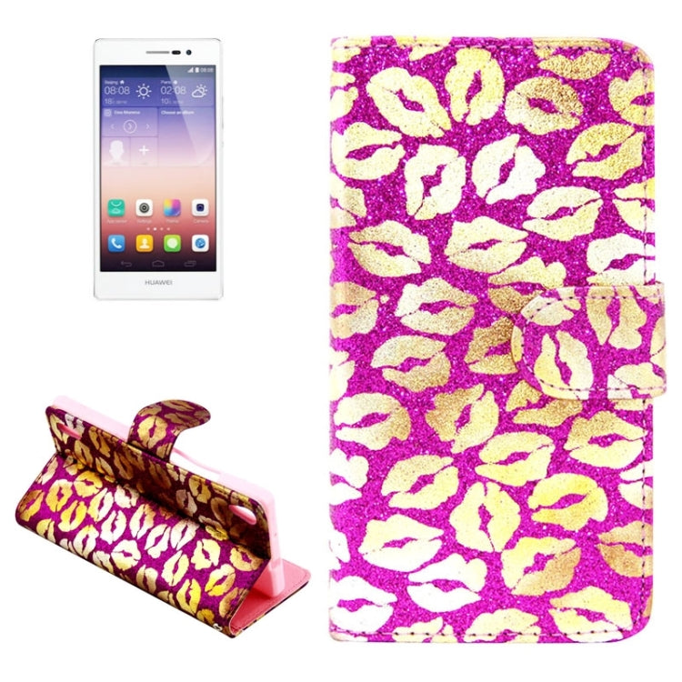 Lips Pattern Leather Case with Holder & Card Slots & Wallet for Huawei Ascend P7