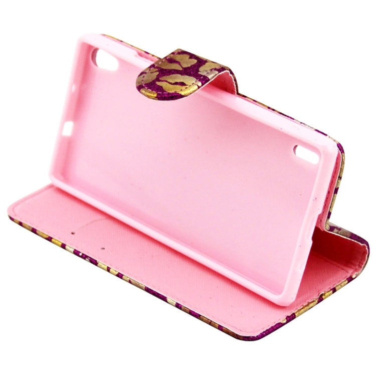 Lips Pattern Leather Case with Holder & Card Slots & Wallet for Huawei Ascend P7