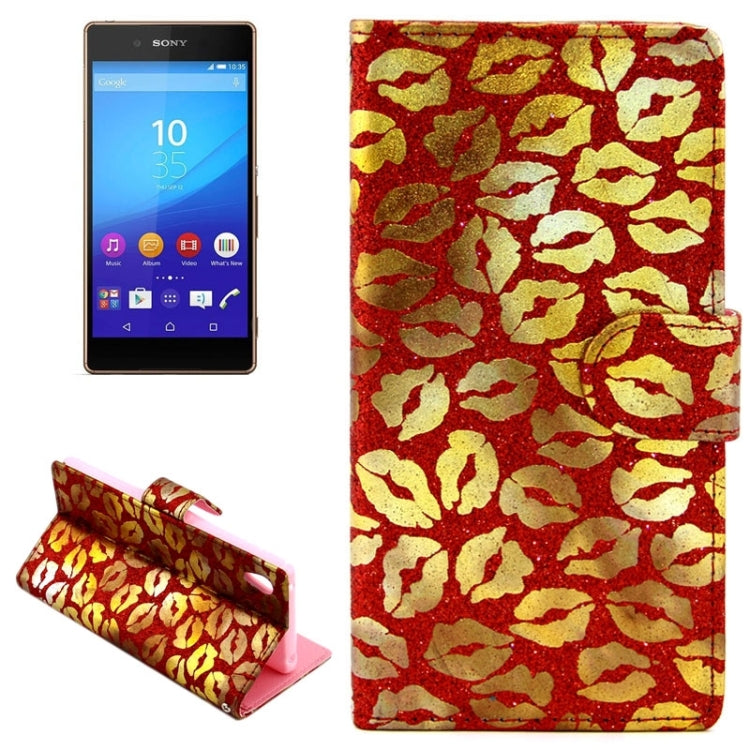 Lips Pattern Leather Case with Holder & Card Slots & Wallet for Sony Xperia Z4