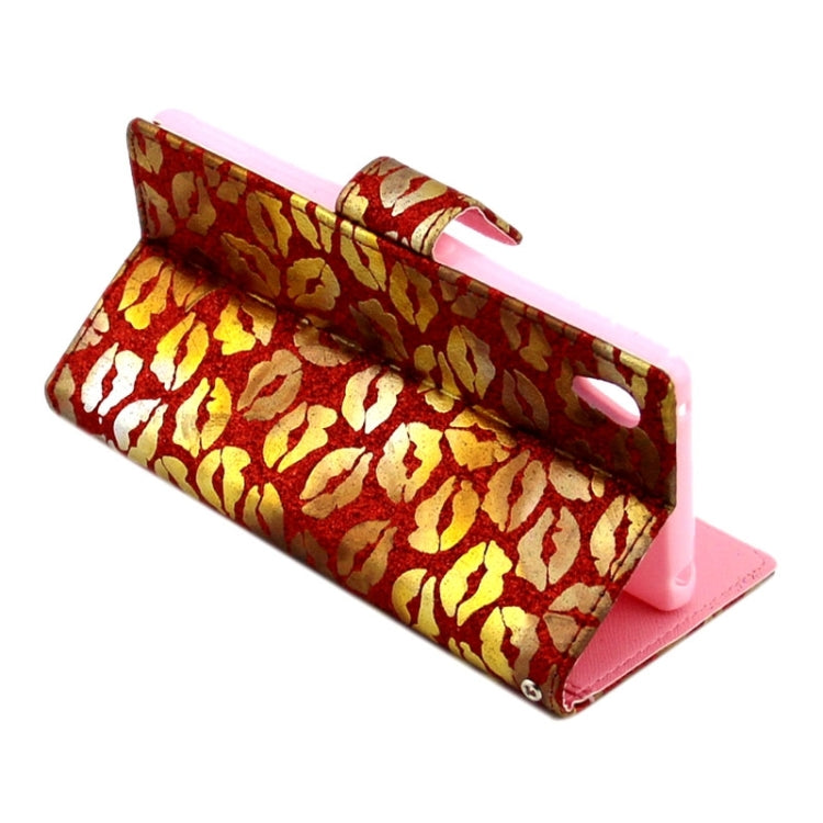 Lips Pattern Leather Case with Holder & Card Slots & Wallet for Sony Xperia Z4
