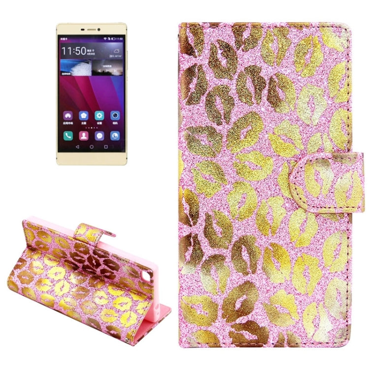 Lips Pattern Leather Case with Holder & Card Slots & Wallet for Huawei P8