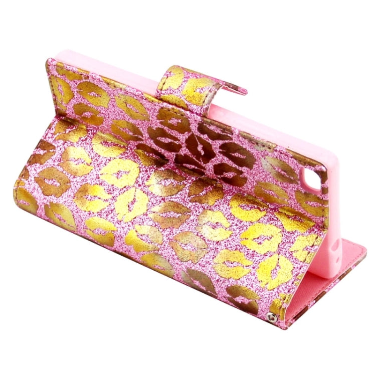 Lips Pattern Leather Case with Holder & Card Slots & Wallet for Huawei P8