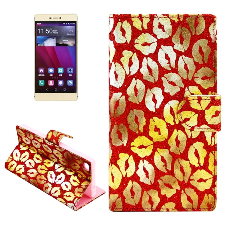 Lips Pattern Leather Case with Holder & Card Slots & Wallet for Huawei P8