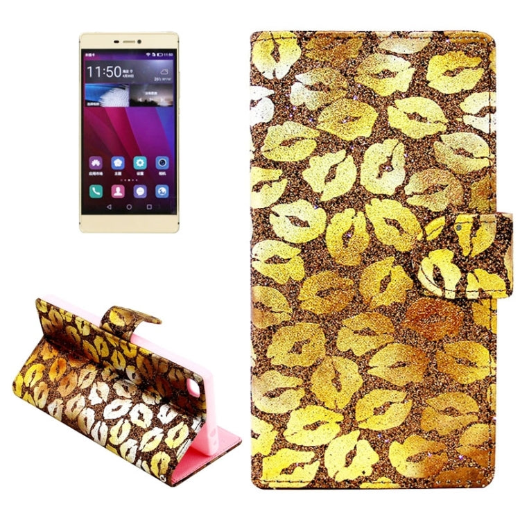 Lips Pattern Leather Case with Holder & Card Slots & Wallet for Huawei P8