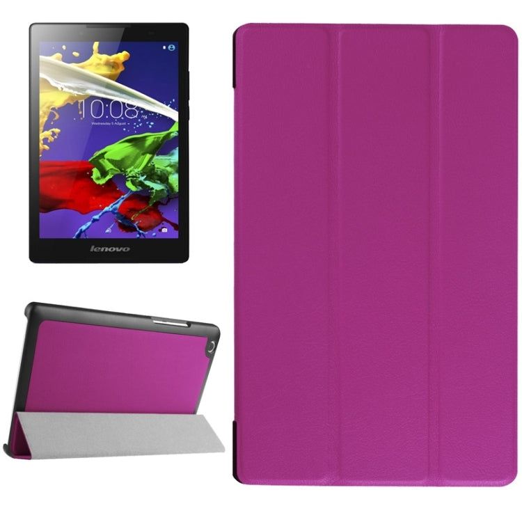 Karst Texture Horizontal Flip Solid Color Leather Case with Three-Folding Holder for Lenovo Tab 2 A8-50F