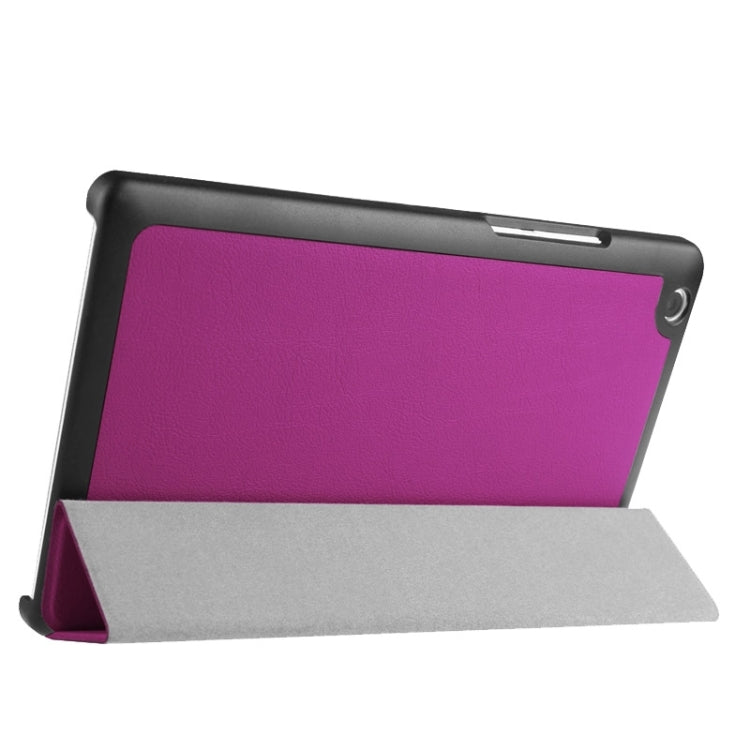 Karst Texture Horizontal Flip Solid Color Leather Case with Three-Folding Holder for Lenovo Tab 2 A8-50F