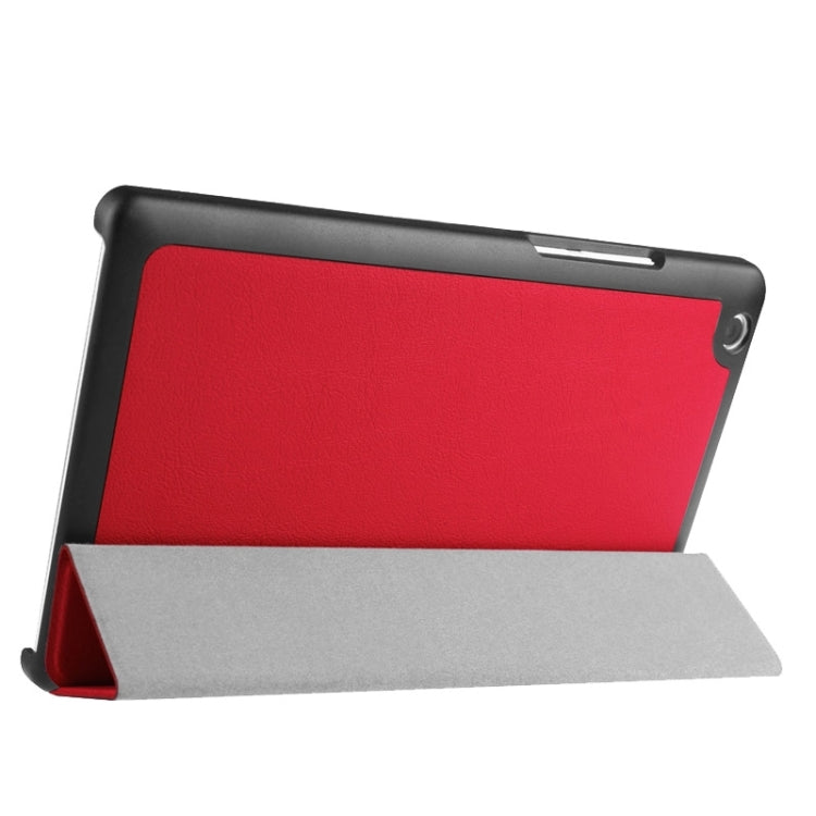 Karst Texture Horizontal Flip Solid Color Leather Case with Three-Folding Holder for Lenovo Tab 2 A8-50F