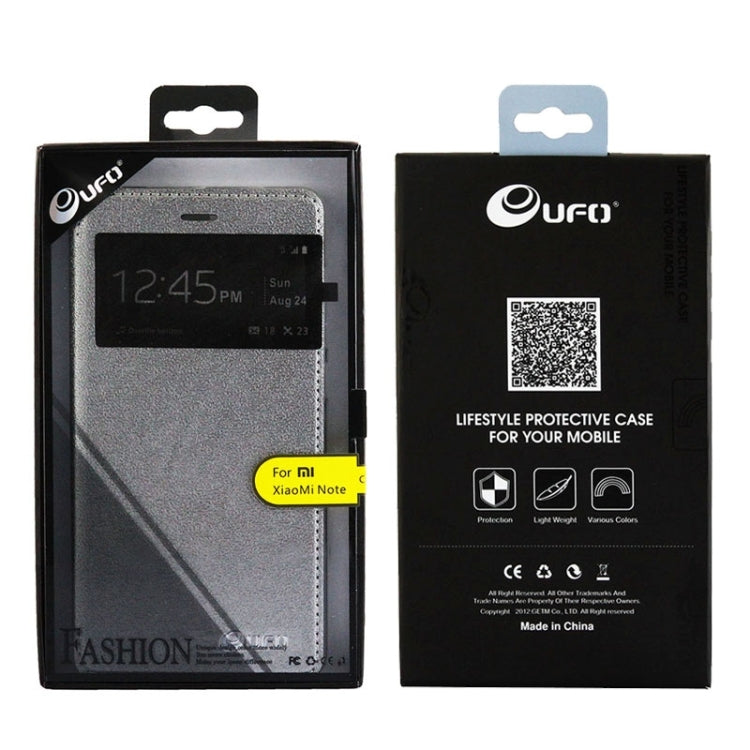 UFO Orange Peel Texture Leather Case with Holder & Card Slot & Caller ID Display for Xiaomi Mi Note