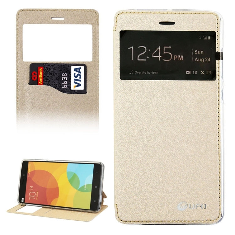UFO Orange Peel Texture Leather Case with Holder & Card Slot & Caller ID Display for Xiaomi Mi Note