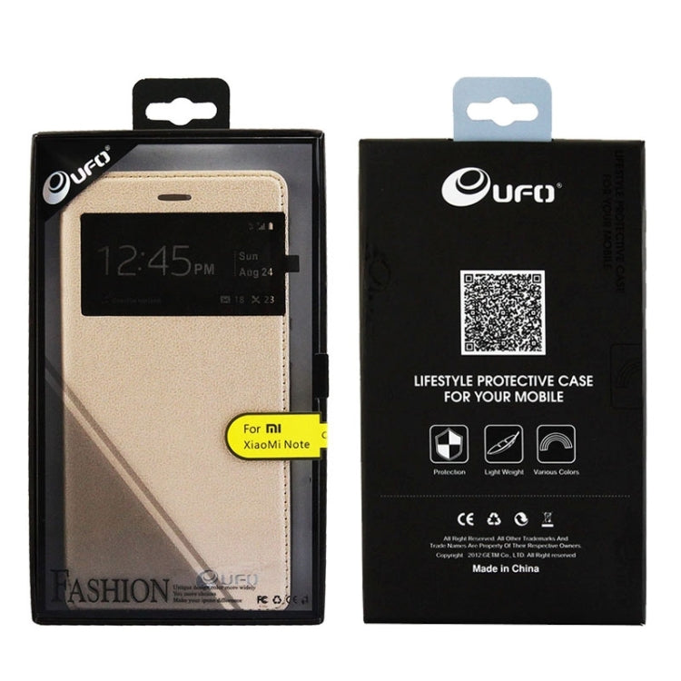 UFO Orange Peel Texture Leather Case with Holder & Card Slot & Caller ID Display for Xiaomi Mi Note