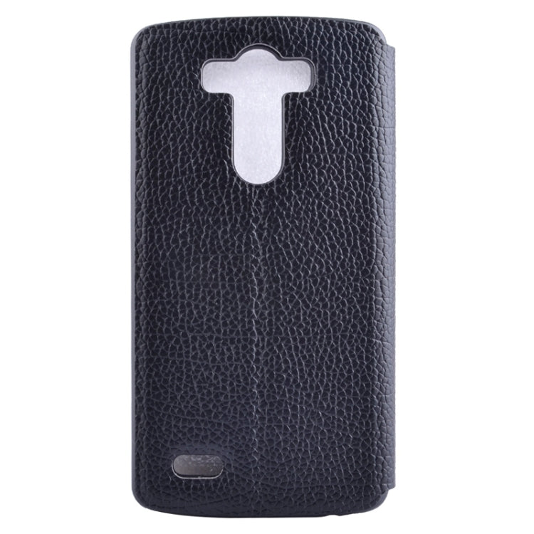 Horizontal Flip Litchi Texture Leather Case with Holder & Caller ID Display for LG G3