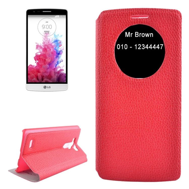Horizontal Flip Litchi Texture Leather Case with Holder & Caller ID Display for LG G3