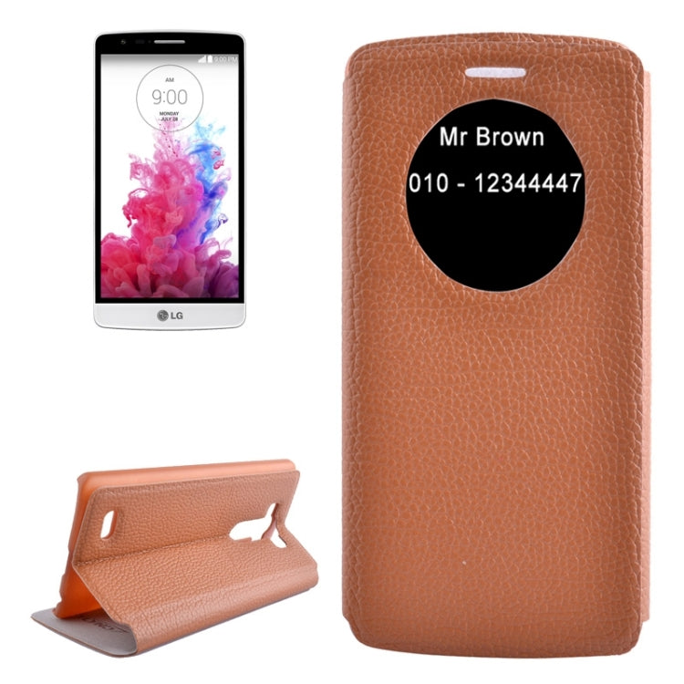 Horizontal Flip Litchi Texture Leather Case with Holder & Caller ID Display for LG G3